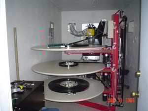 As you can see, it's very tight quarters in the projection booth.