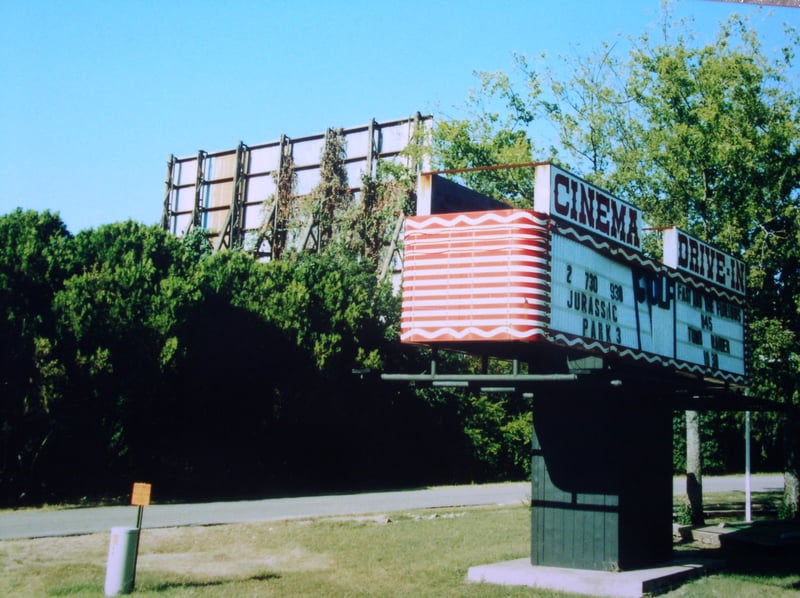 The Marquee (which originally came from the Temple Drive In) and back of the Screen