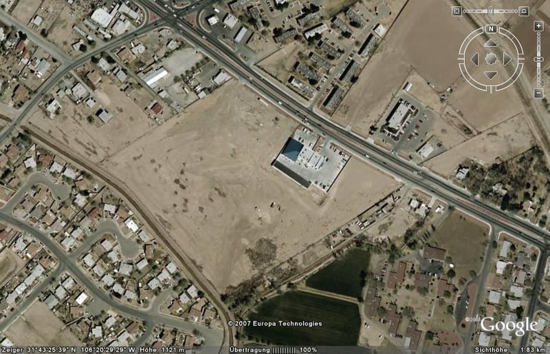 Aerial view of former drive-in
