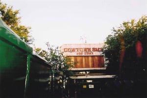 Here is the marquee. It looks like they used it as a billboard to advertise "Cowtown BMX." See the bicycle above the marquee?