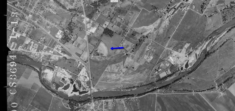 Montopolis Drive-In aerial photo from 1952