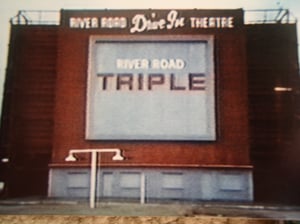 Back of the Screen of the River Road Drive In. This photo shot is from the TV! Taken from the video "Drive In Blues". A Real Good video!!