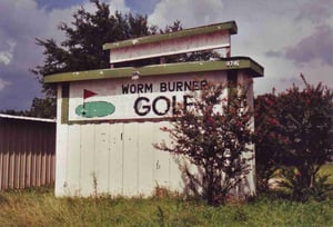 Old marquee now advertising the driving range