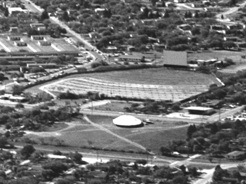 Aerial photo of the Ruenes Drive-In on Southmost Road.  It was formerly the Fiesta.  Ramon Ruenes Jr. bought it in Feb. 1965.  It showed Spanish films.