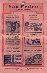 Received a movie bill and thought I would share.  Movies that were showing at San Pedro in 1948.