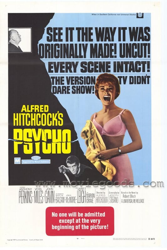 Movie poster of 1960 film "Psycho".