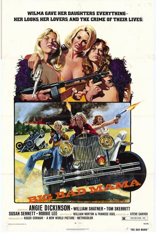 Poster for the movie "Big Bad Mama" which played at Showtown U.S.A. in 1974.