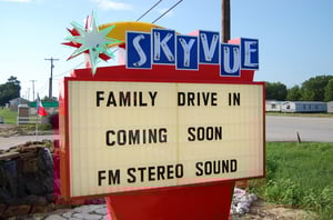 The Marquee is Up! Altho Rain has delayed the process of Completion, The Owners are still working hard to complete the Drive In. This Will be a Real NICE Drive In! Looking forward to its GRAND OPENING!!!