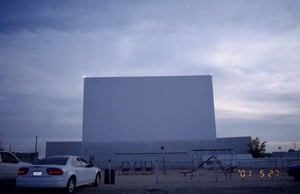 front of screen and playground