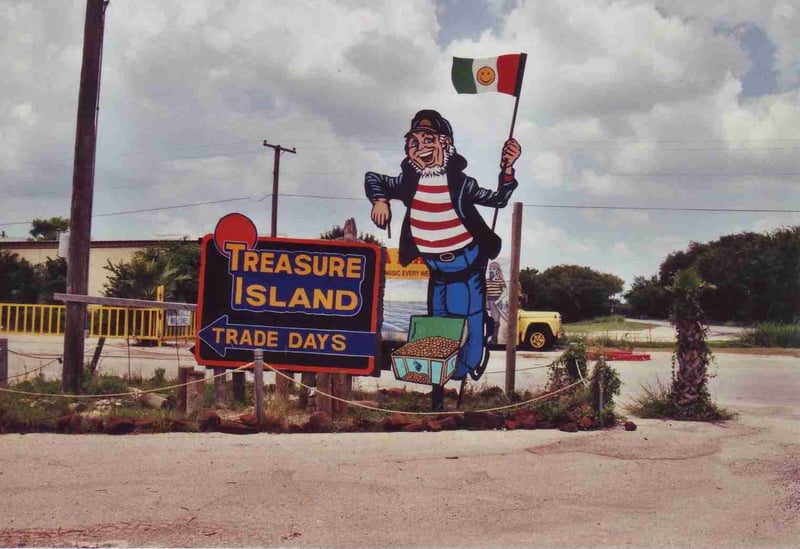 A pirate now stands at the spot of the original marquee
