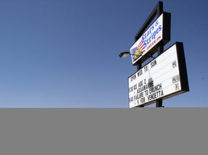 The Marquee, Box Office, Concessions Stand/Projection Room, and The Red Ticket Screen In the Far Background.