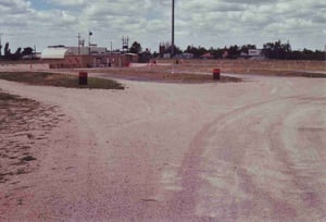 Field seen from entrance with projection booth at left