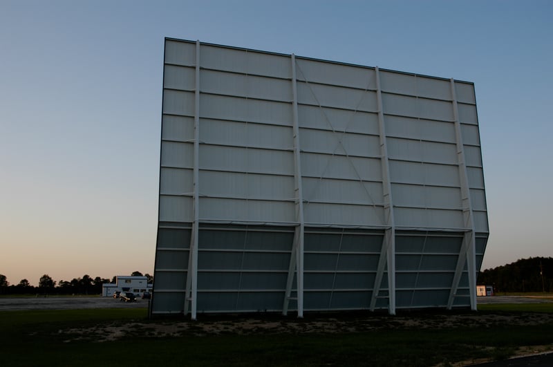 Showboat tower, with concession stand and ticket booth in the distance.