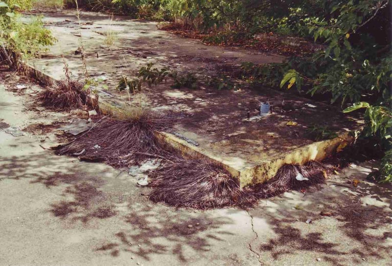 Concrete slab where the ticket booth once stood on