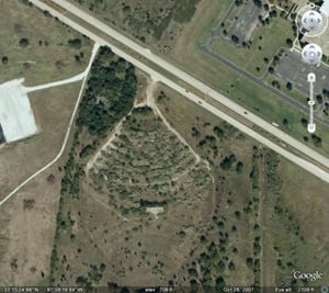 View from above of what's remaining of the Town  Country Drive-In