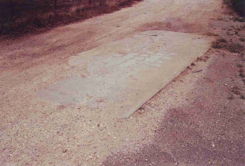 Concrete slab where the ticket booth once stood