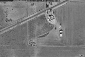 Tower Drive In, 2 km w of Memphis, Texas.  Looks like a farm has taken over, but if you closely, you may still be able to see the outline.