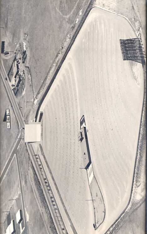 An aerial view of the Twin Drive Inn Theatre