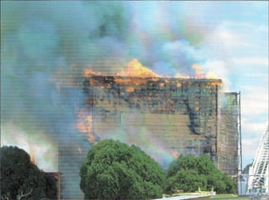 Weatherford Drive In burning