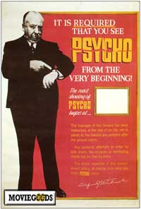 Time period poster for the Alfred Hitchcock movie "Psycho".