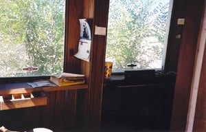 Inside the ticket booth, note the cash drawer.