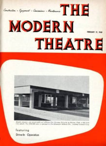 entrance of the Fox Olympic Drive-in on the cover of the Feb. 19th , 1968 issue of Boxoffice