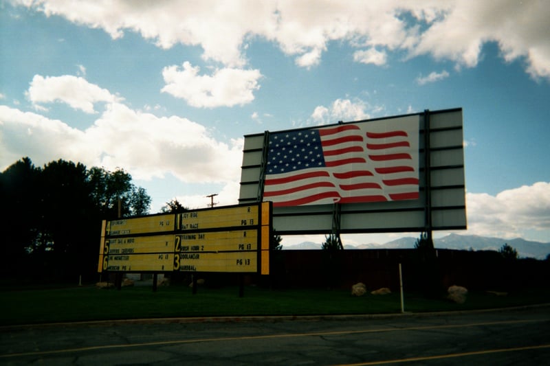 Screen tower with American flag