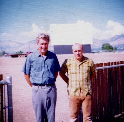 The owners, Darrell Tullis and Ray Hansen, standing in front of the new screen just after it was erected.