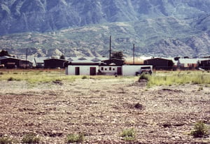Projection/concession building on deserted
field