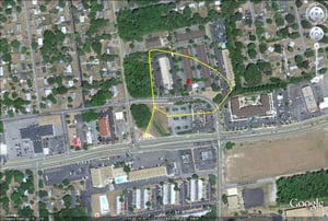 Google Earth Image with outline of former site at 5200 Williamsburg Rd