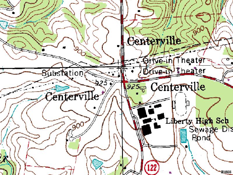 TerraServer map showing location at NE corner of Hwy 122 and Hwy 644