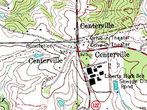 TerraServer map showing location at NE corner of Hwy 122 and Hwy 644