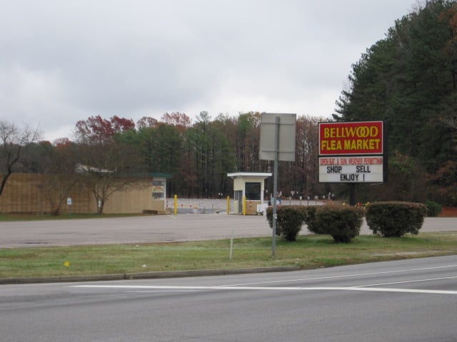 Entrance to former drive-in, now a flea market