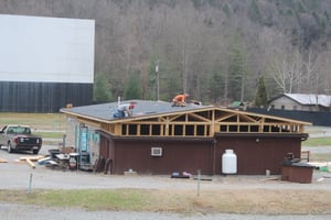 new roof for the concession stand and the projection room to protect the digital projector
