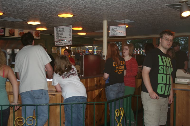 Patrons visiting the concession stand during opening weekend 2010