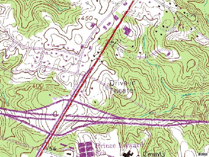 TerraServer map of former site at US-460 and US-15