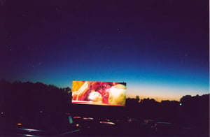 screen and field at night