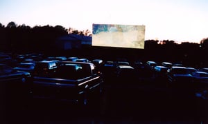 screen and field in the evening