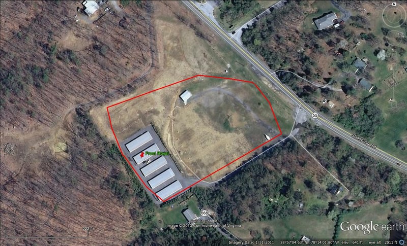 Google Earth image with outline of former site