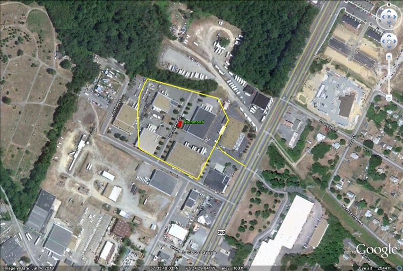 Google Earth Image with outline of former site at 2500 Mechanicsburg Turnpike