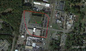 Google Earth image with outline of former site