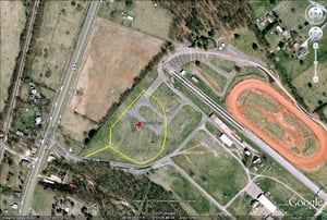 Google Earth image with outline of former site