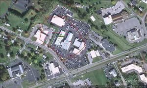 Google Earth image with outline of former site