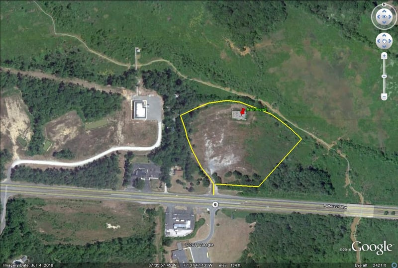 Google Earth Image with outline of former site