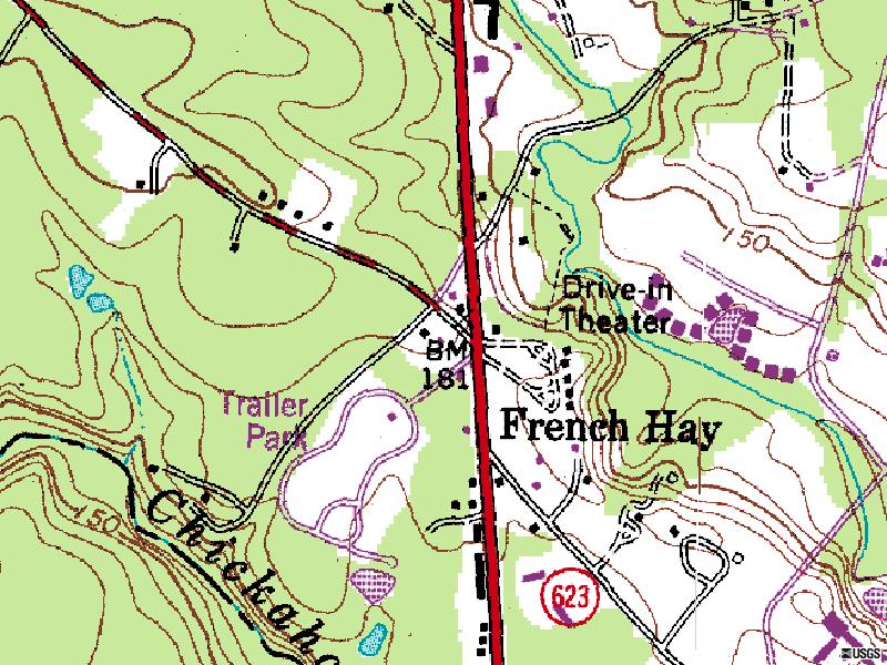 TerraServer map of former site located in Ashland VA at the corner of Old Telegraph Rd and US 1