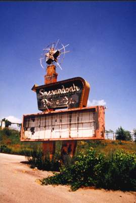 Shenandoah Drive-In entrance sign in Roanoke Va.