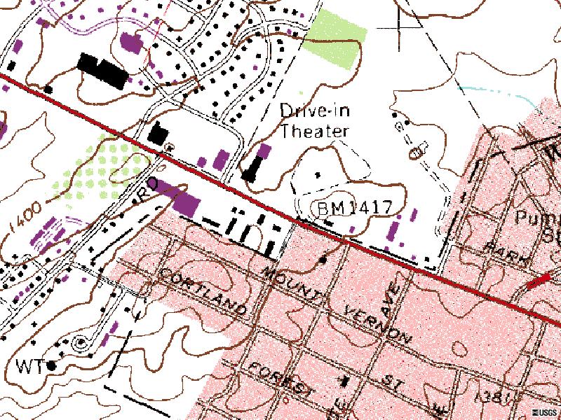 TerraServer map of site off of US 250 across from Summercrest Ave