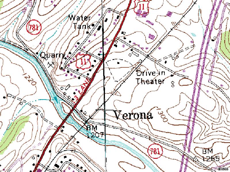 TerraServer map of location at 767 Lee Hwy north of Staunton
