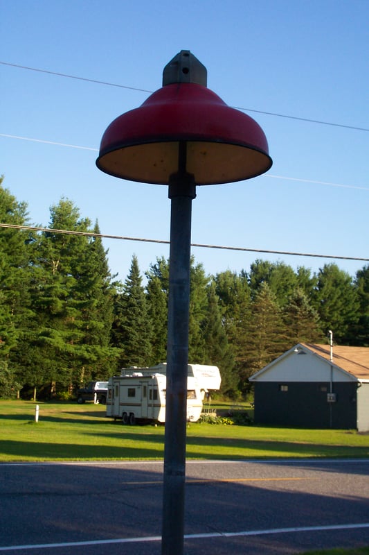 Old style light at entrance.
