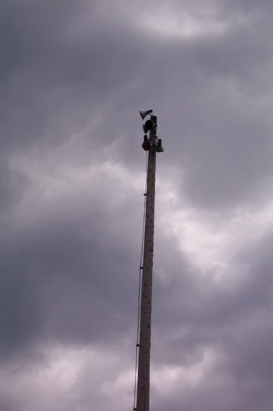 Close up view of light tower.